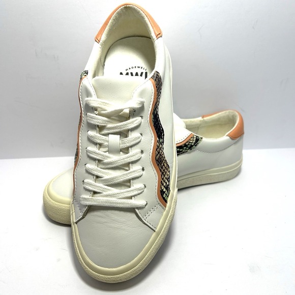 Madewell Low Top Snake Print White‎ Leather Sneakers Women's Size 6.5 - Picture 4 of 9
